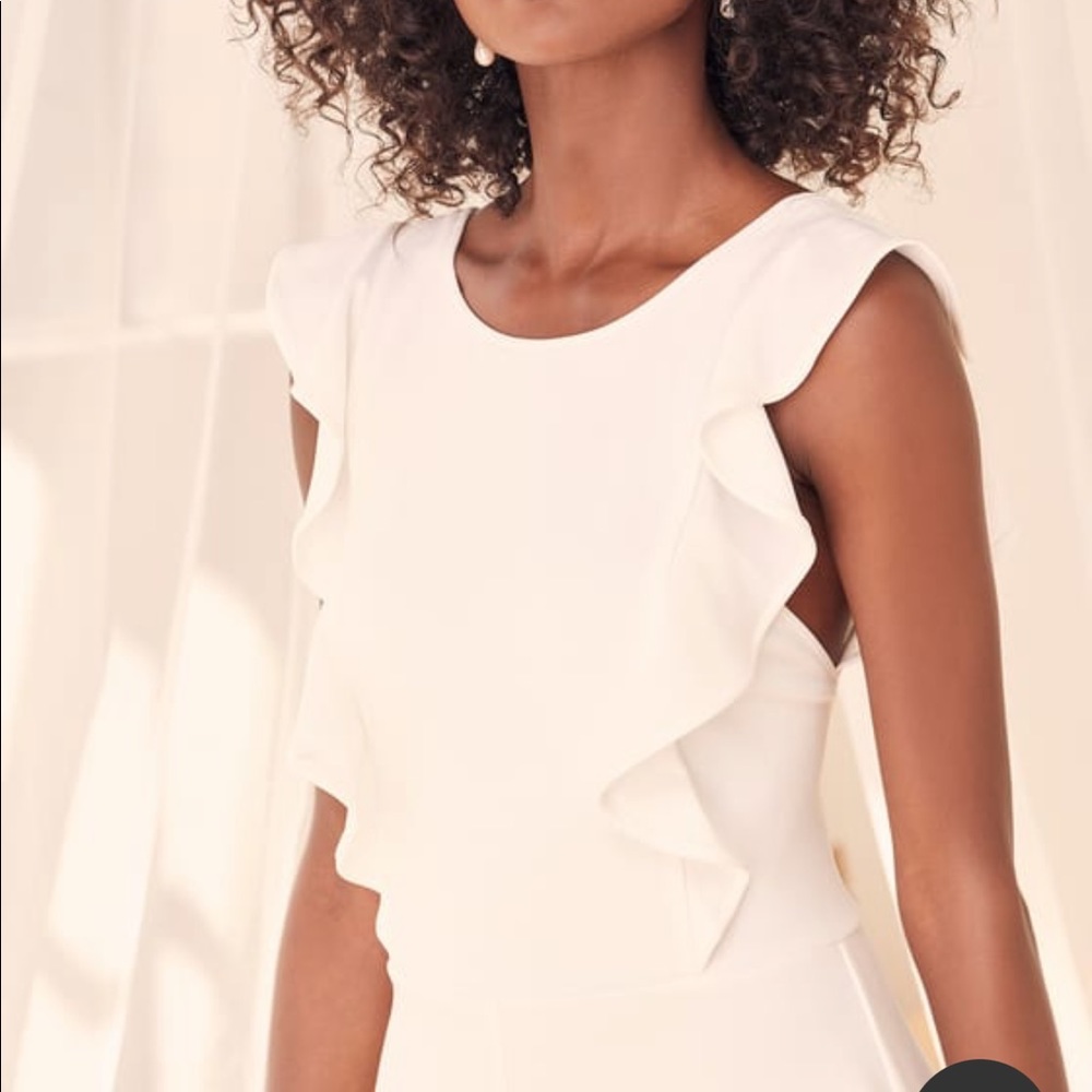 Feel Your Love White Ruffled Wide-Leg Jumpsuit